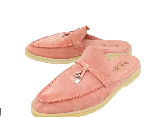 Loro Piana Summer Charm Walk Loafer Exotic- Skin Front Strap Pink