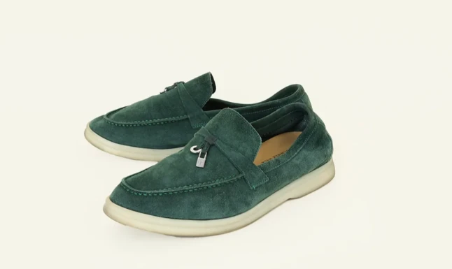 Loro Piana Summer Charm Walk Loafer Exotic- Skin Front Strap Green