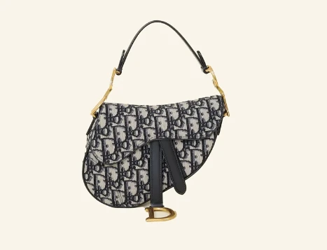 Christian Dior Blue Oblique Canvas Saddle Bag EN