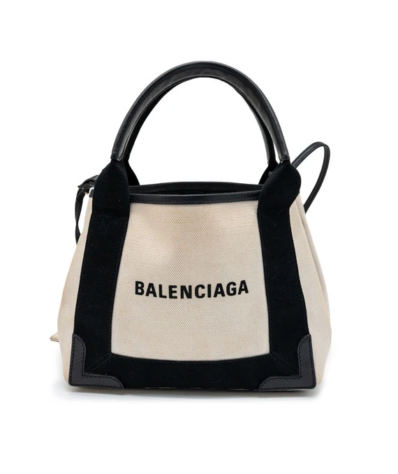 Balenciaga Small Leather-Trimmed Logo-Print Canvas Tote Bag