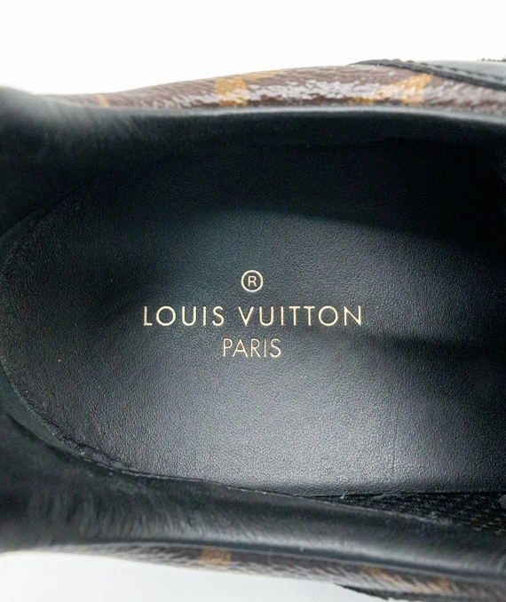 Louis Vuitton Size 37.5 Suede Monogram Run Away Sneakers in Black