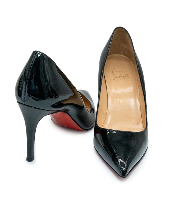 Christian Louboutin Size 37.5 Louboutin Black Patent Leather Pigalle Pumps