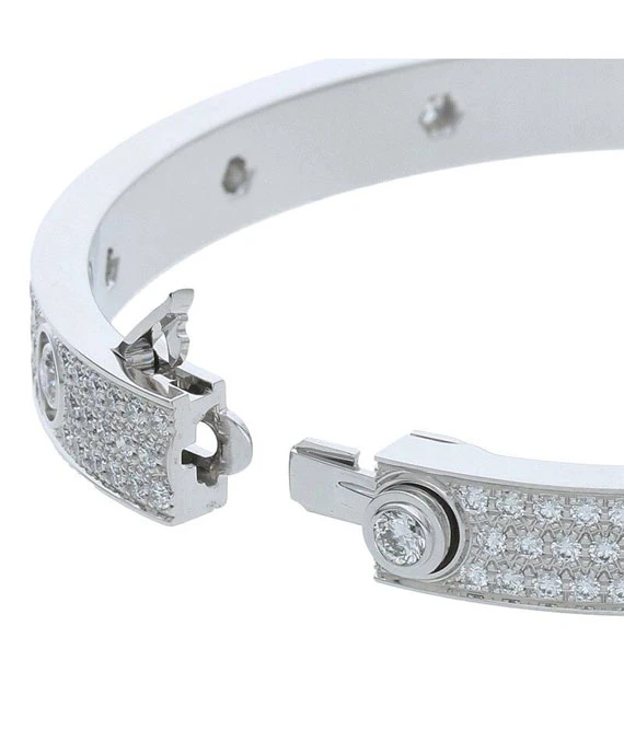 Cartier Size 17 Diamond Paved Love Bracelet in 18k White Gold