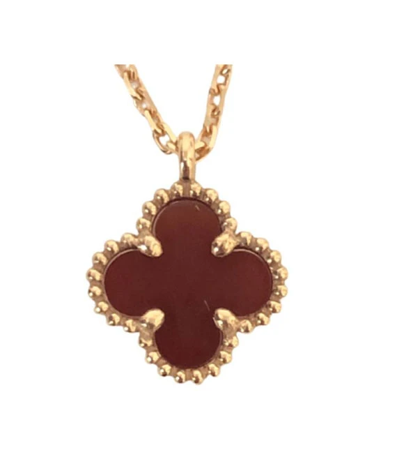 Van Cleef & Arpels Sweet Alhambra Pendant Necklace with Carnelian in 18K Rose Gold