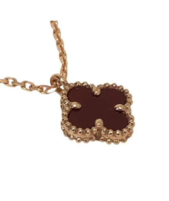 Van Cleef & Arpels Sweet Alhambra Pendant Necklace with Carnelian in 18K Rose Gold