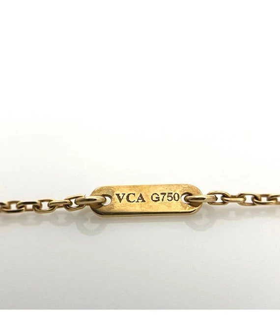 Van Cleef & Arpels Sweet Alhambra Mini Necklace with Orange Stone Pendant in 18k Yellow Gold