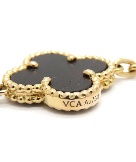 Van Cleef & Arpels Vintage Alhambra Letterwood Pendant 10 Motif Necklace in 18k Rose Gold