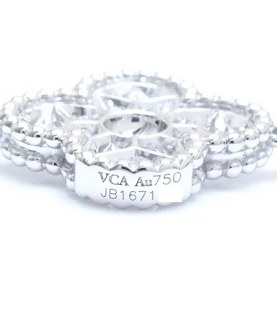 Van Cleef & Arpels Vintage Alhambra Diamond 10 Motif 18k White Gold Necklace