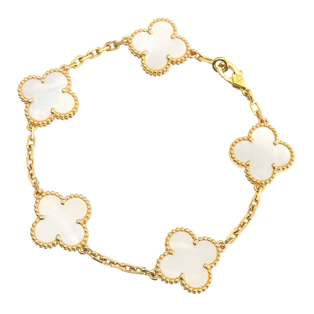 Van Cleef & Arpels Vintage Alhambra 5P Mother-of-Pearl Motif In 18k Yellow Gold Bracelet