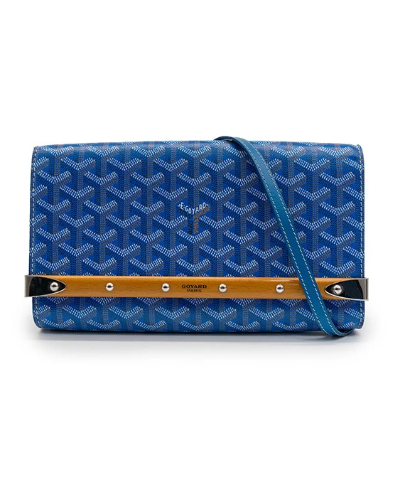 Goyard Blue Goyardine Coated Canvas And Leather Monte Carlo Bois Clutch