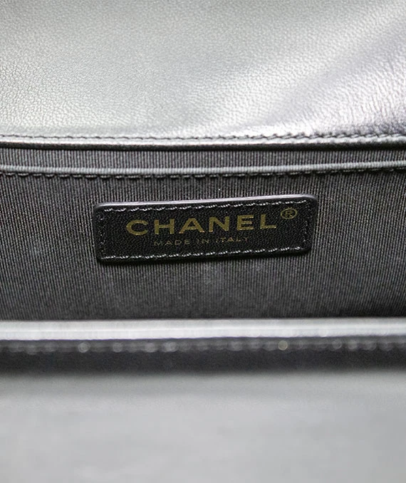 Chanel Black Medium Boy Bag in Lambskin Leather with Gold Hardware