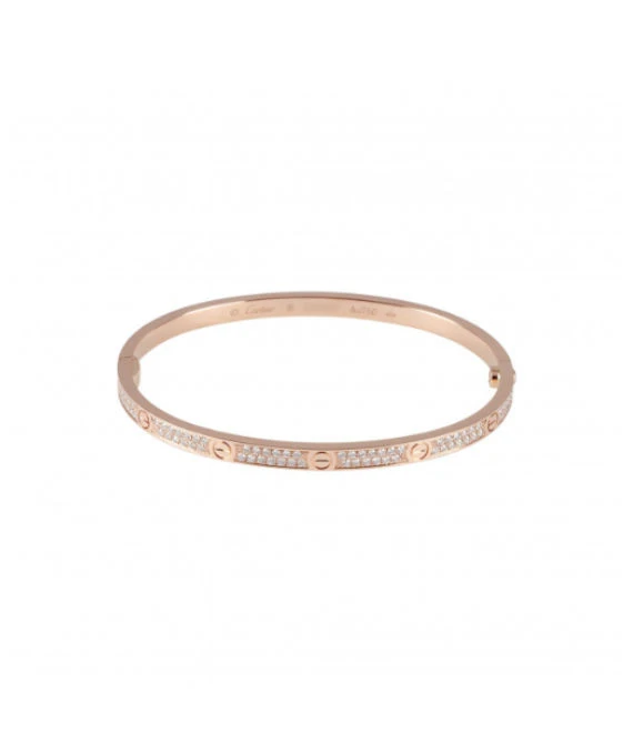Cartier Size 16 Diamond Encrusted Love Bracelet In 18k Rose Gold