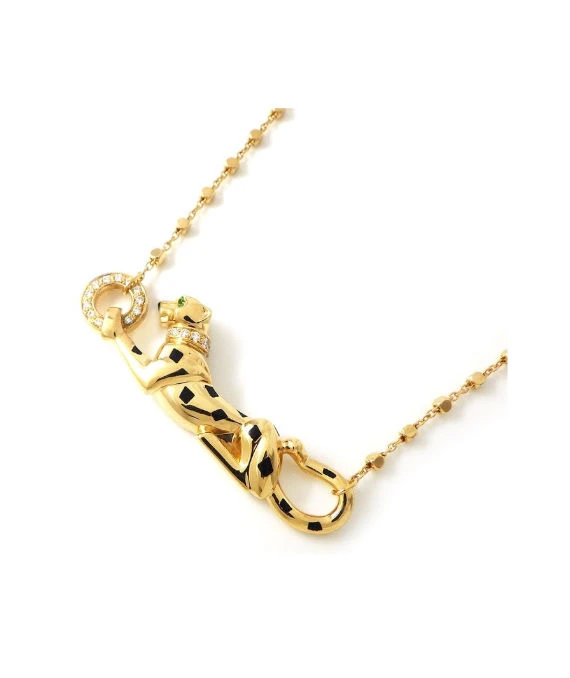 Cartier Panthere Tsavorite Garnet 18k Yellow Gold Necklace