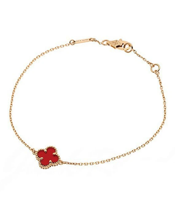 Van Cleef & Arpels Sweet Alhambra Carnelian Bracelet In 18k Pink Gold