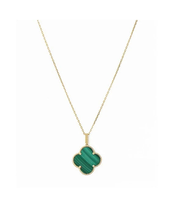 Van Cleef & Arpels Magic Alhambra Malachite 1 Motif Long Necklace In 18k Yellow Gold