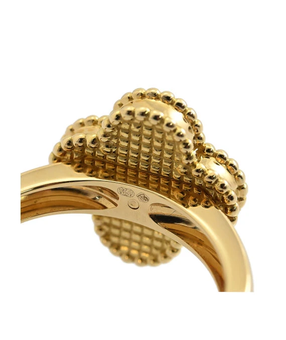 Van Cleef and Arpels Vintage Alhambra 18k Yellow Gold Diamond Ring Size 16.5
