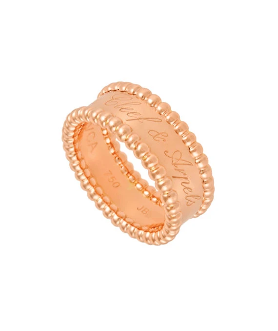 Van Cleef & Arpels Perlée Senior Tulle Gold Pearl Ring Size 10.5 In 18k Pink Gold