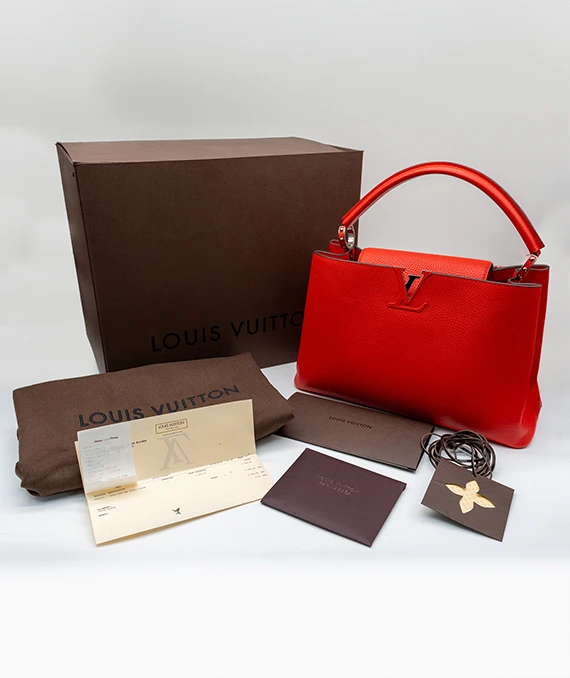 Louis Vuitton Scarlet Taurillon Leather Capucines MM