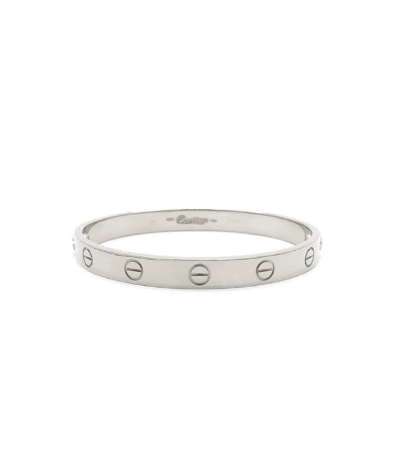 Cartier Love Bracelet In 18k White Gold Size 15 With Driver
