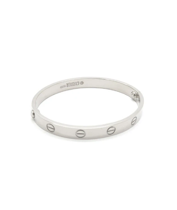 Cartier Love Bracelet In 18k White Gold Size 15 With Driver