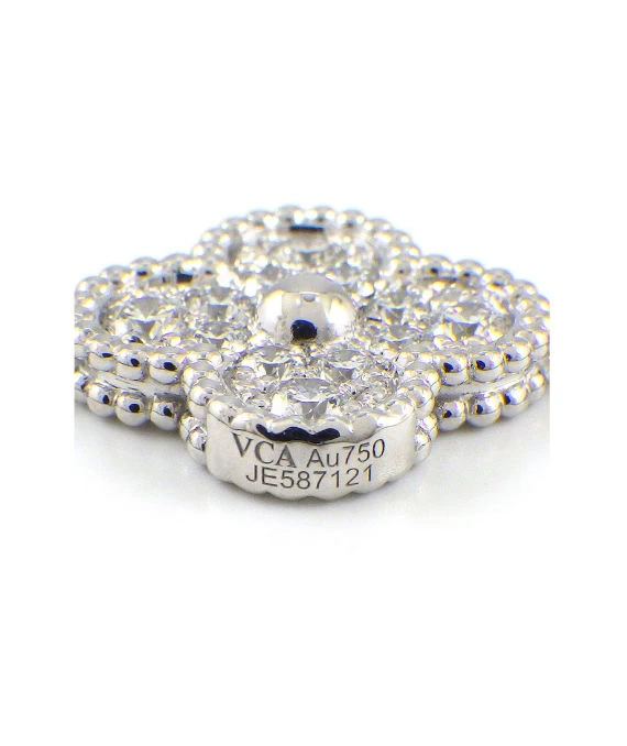 Van Cleef & Arpels Bracelet Vintage Alhambra Diamond Paved 5 Motif 18k White Gold Bracelet