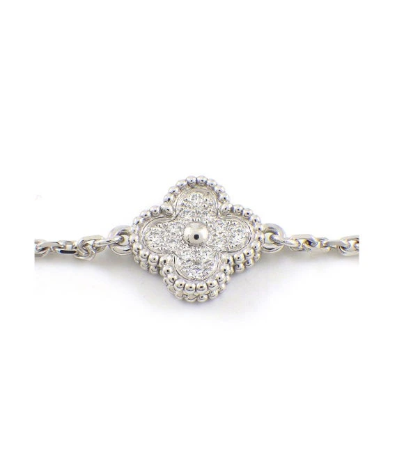 Van Cleef & Arpels Sweet Alhambra 6 Motifs Diamond Bracelet In 18k White Gold