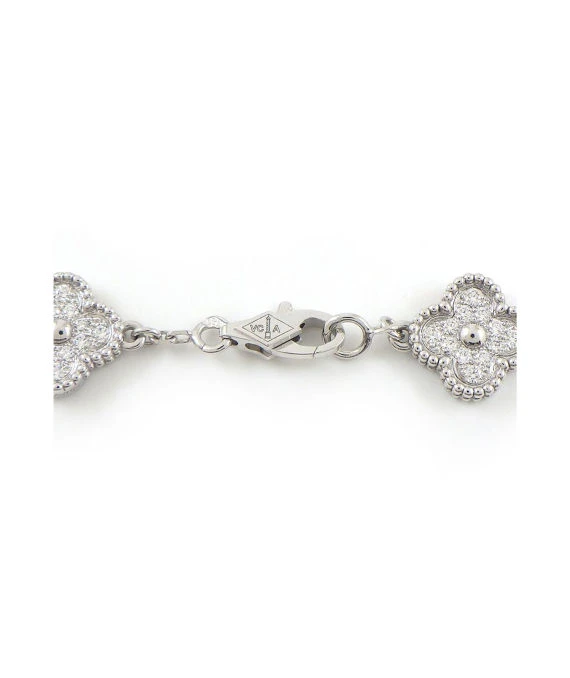 Van Cleef & Arpels Sweet Alhambra 6 Motifs Diamond Bracelet In 18k White Gold