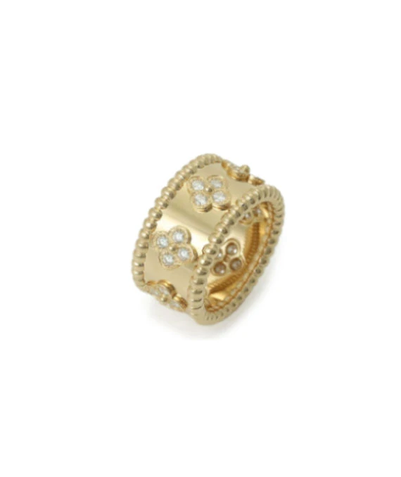 Van Cleef & Arpels Perlée Clover 18k Yellow Gold Diamond Ring