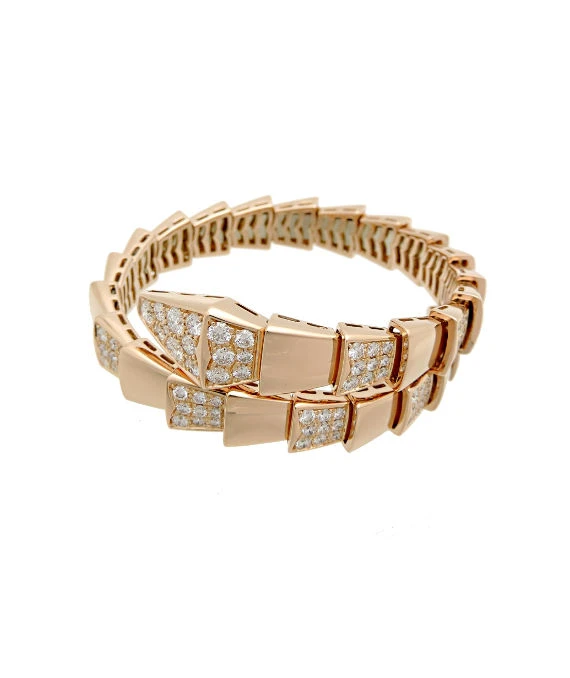 Bvlgari Size 21.9 Serpenti Viper Diamond Bracelet In Rose Gold