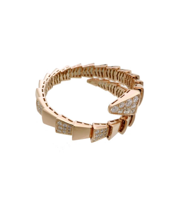 Bvlgari Size 21.9 Serpenti Viper Diamond Bracelet In Rose Gold