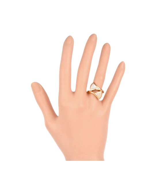 Bvlgari Size 12.5 Diva Dream Diamond and Mother-of-Pearl Ring In 18k Rose Gold