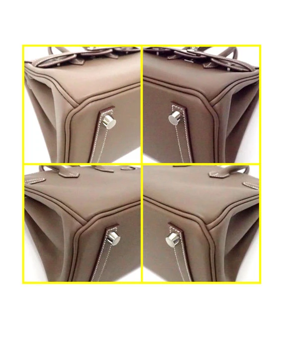 Hermes 2023 Birkin (Stamp B) Size 25 Veau Swift Leather handbag in Etoupe Color with Silver Hardware