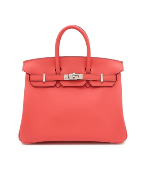 Hermes 2023 Birkin (Stamp B) Size 25 Vos Swift Leather handbag in Rose Texas Pink Color with Silver Hardware