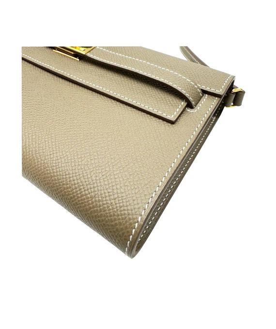 Hermes 2022 (Stamp U) Epsom Leather Kelly To Go in Etoupe Color with Palladium Hardware