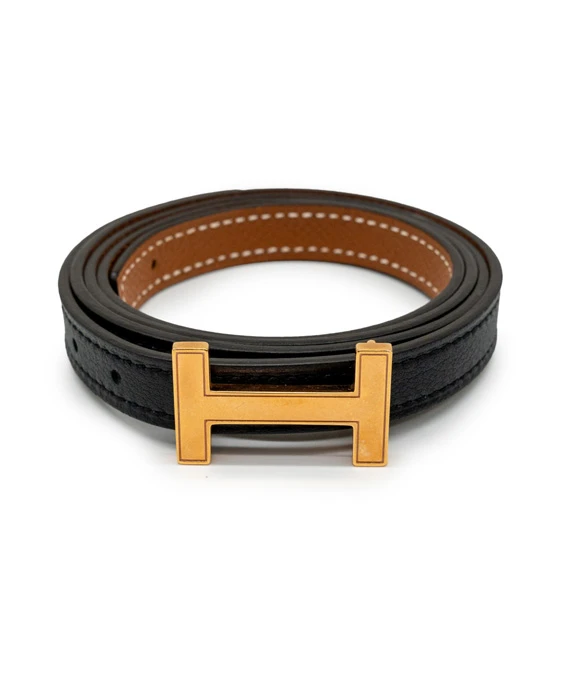 Hermes Size 38 Epsom Swift Focus Belt 85 Gold Black