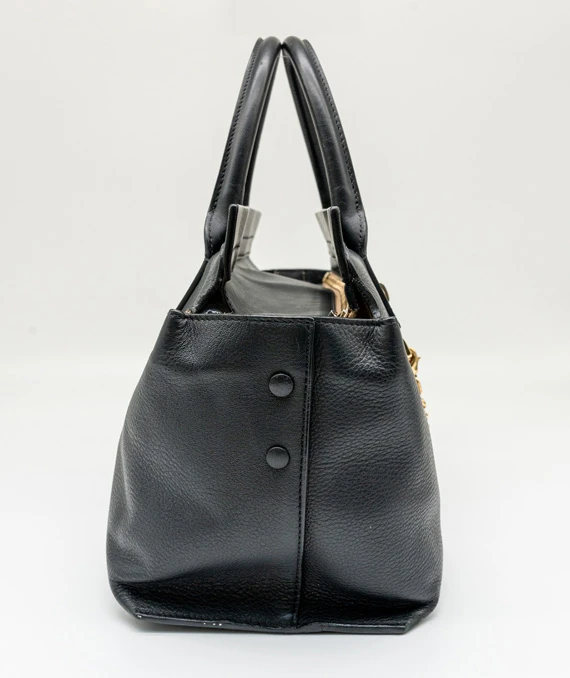 Chloe Black Grain Leather Medium Cate Tote Bag