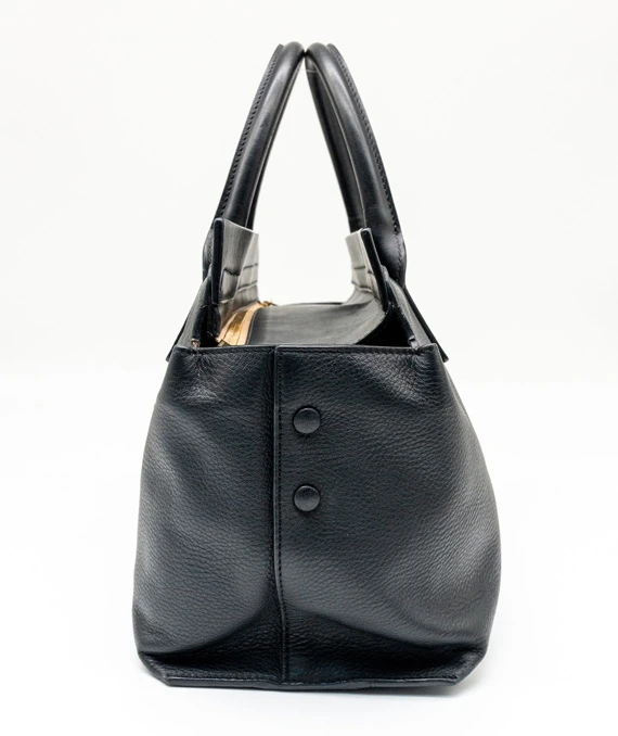 Chloe Black Grain Leather Medium Cate Tote Bag