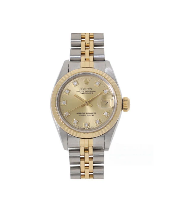 Rolex 69173G 26mm Datejust Yellow Gold Champagne Dial and Stainless-Steel mixed Bracelet Women's Watch