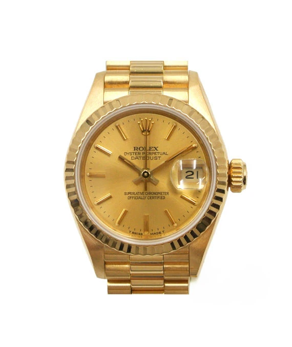 Rolex 69178 Datejust 26mm 18k Solid Yellow Gold Champagne Automatic Women's Watch