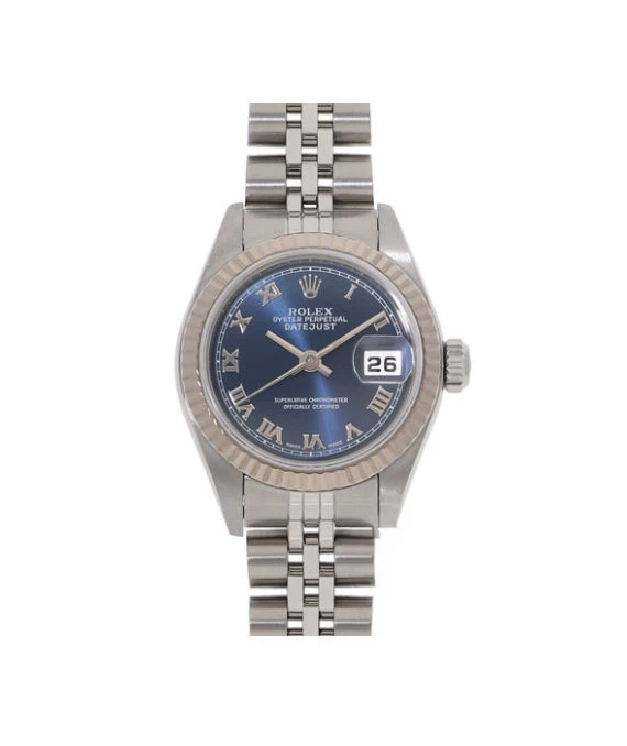 Rolex 79174 Datejust 26mm Blue Roman Dial White Gold and Stainless Steel Automatic Women's Watch