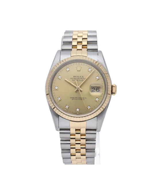 Rolex 1991 Datejust 16233G 36mm Champagne Dial Automatic Stainless Steel Yellow Gold Jubilee Bracelet Men's Watch