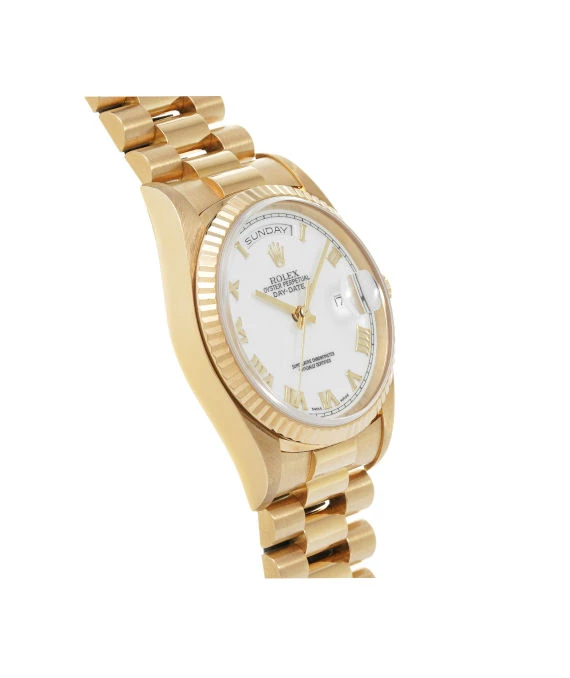 Rolex 1996 36mm Day-Date White Dial 18238 with Yellow Gold Case, Bezel and President Bracelet