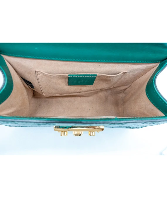 Gucci Green Guccissima Leather Small Padlock Shoulder Bag