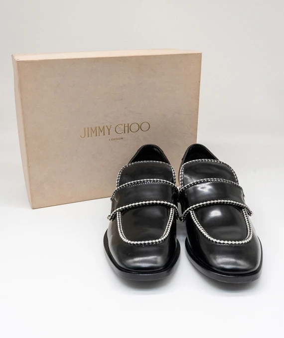Jimmy Choo Size 43 Formal Casual Black Leather Men's Shoes