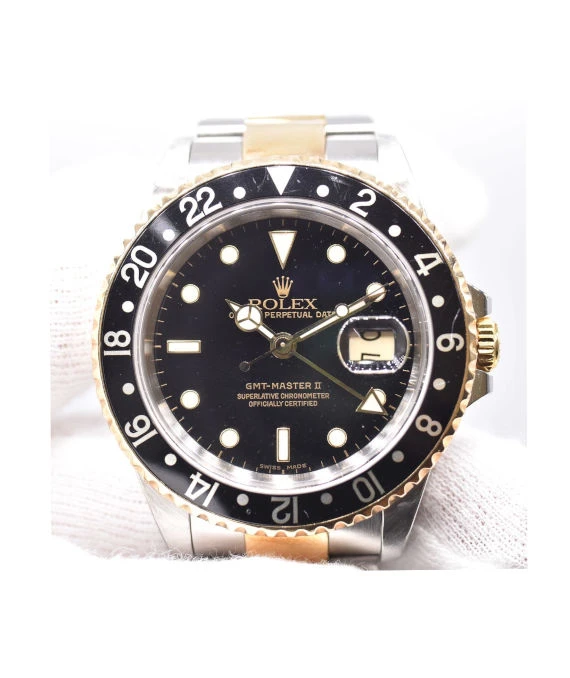 Rolex GMT-Master II 16713 40mm Black Dial Yellow Gold and Stainless Steel Men's Watch