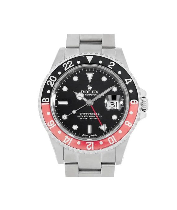Rolex GMT-Master II 16710 Red Black Bezel 40mm Black Dial Stainless Steel Men's Watch
