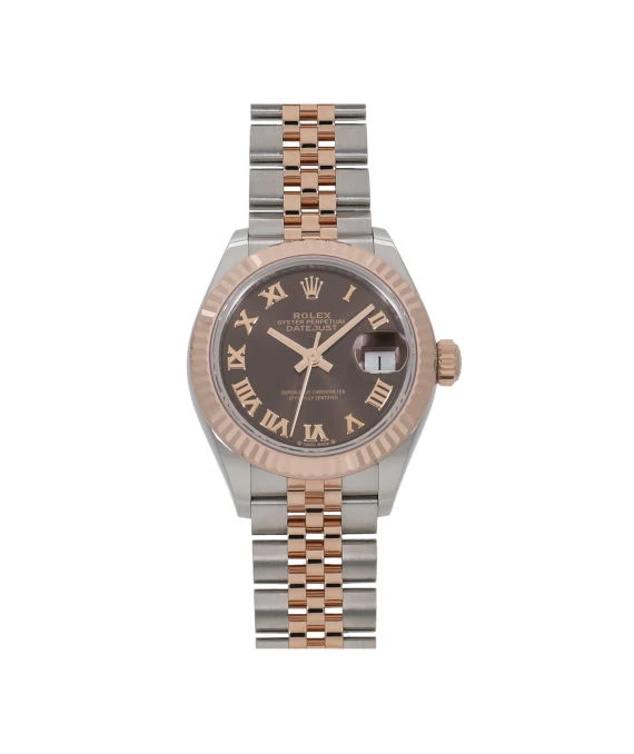 Rolex 2010 Lady Date just 28mm Chocolate Rome Dial Stainless Steel and Rose Gold Automatic Women's Watch
