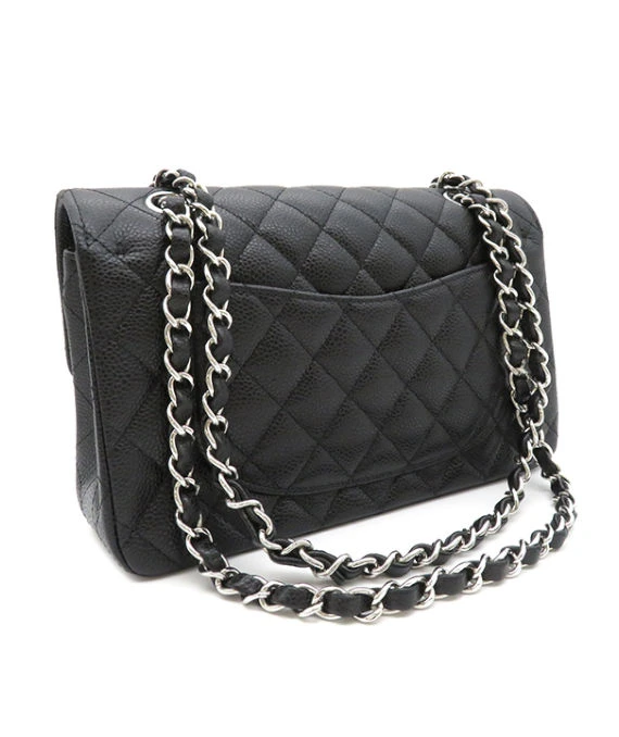 Chanel Black Double Flap Classic Small Caviar Leather Handbag with ...