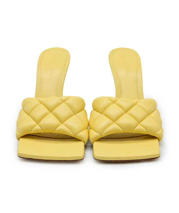 Bottega Veneta Size 37.5 Yellow Leather Lido Slide Sandals