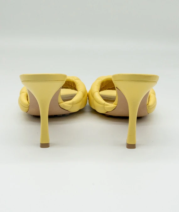 Bottega Veneta Size 37.5 Yellow Leather Lido Slide Sandals